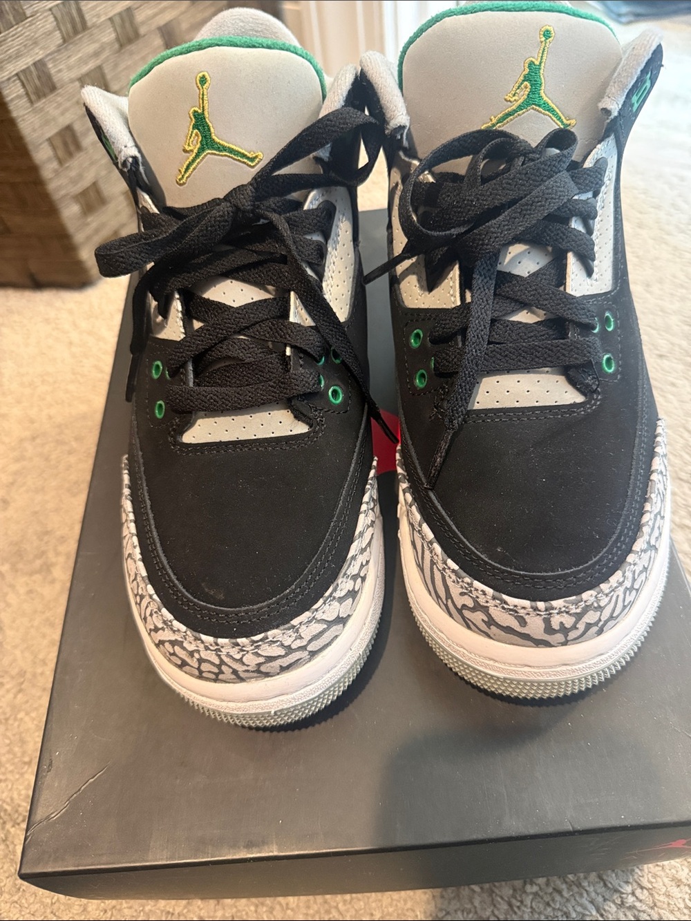 Jordan 4 (pine green) Grade School Retro Sneakers with Elephant Print